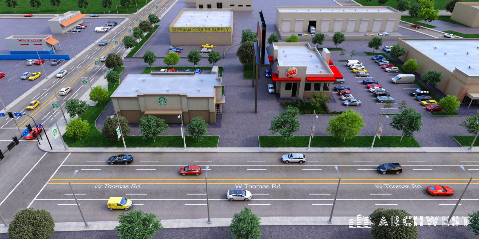 12. Aerial Rendering of Cafe cum Eatery in Philadelphia, Pennsylvania